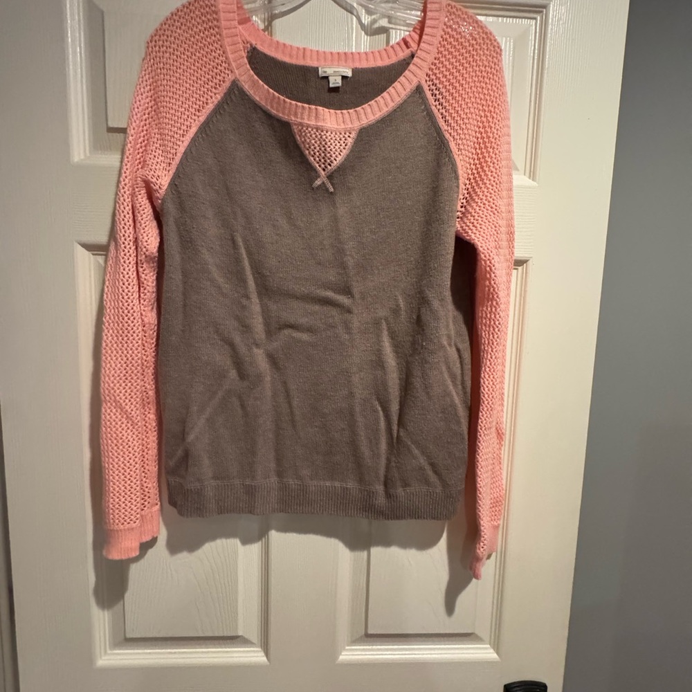GAP Pink and Brown Crew Neck Sweater